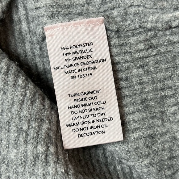 NANETTE LEPORE Crochet Shoulder Puff Sleeve Ribbed Crew Neck Pullover Sweater S - Picture 4 of 5